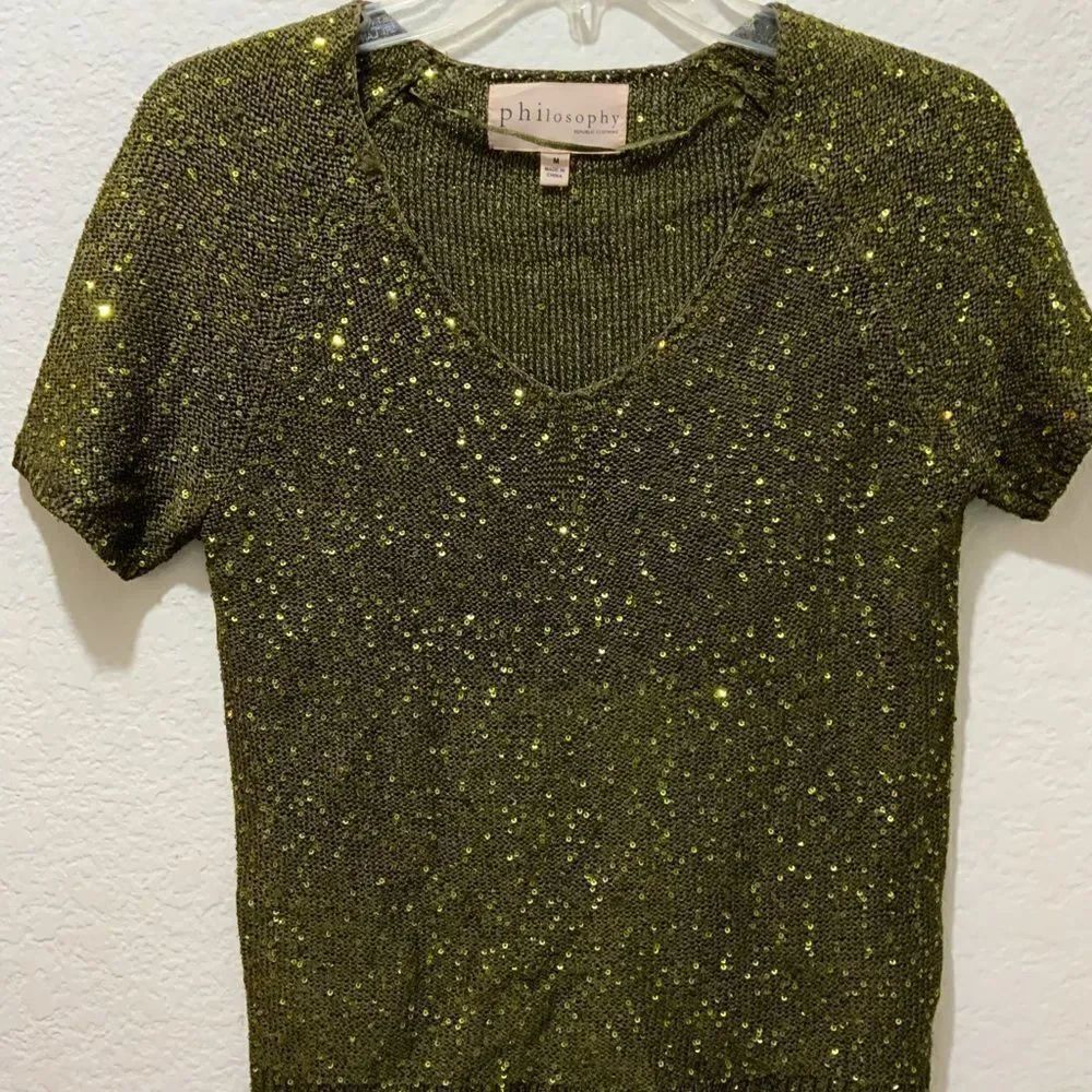 Philosophy sweater dark green sequins Medium